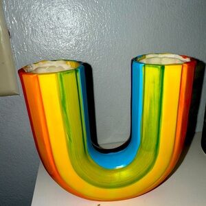 Rainbow Flower ceramic vase